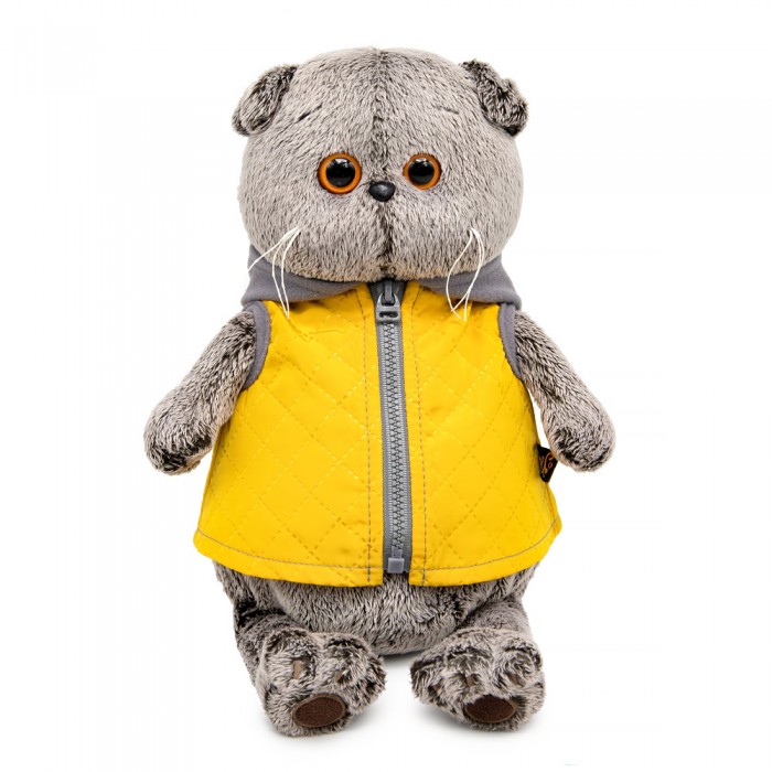 Кот Басик в желтой жилетке с серым капюшоном Кот Басик в желтой жилетке с серым капюшоном