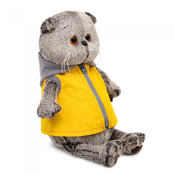 Кот Басик в желтой жилетке с серым капюшоном Кот Басик в желтой жилетке с серым капюшоном