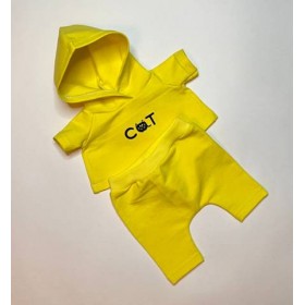 Костюм спортивный желтый Cat для Басика 25-27 см
