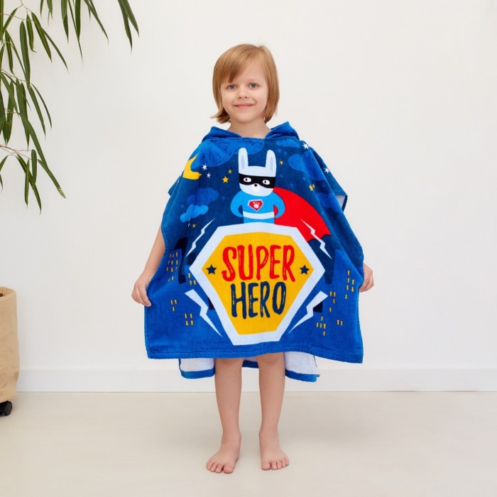 Полотенце-пончо детское махровое Крошка Я "Super Hero" 60*120см, 100% хлопок