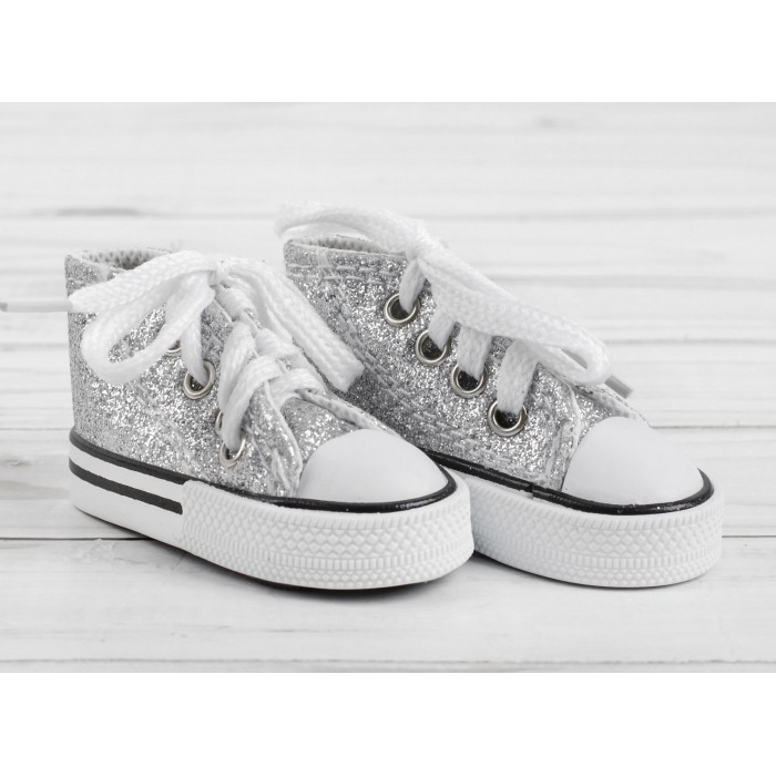 Кеды для игрушек 19-25 см «Блёстки», длина стопы: 7,5 см, цвет серебряный